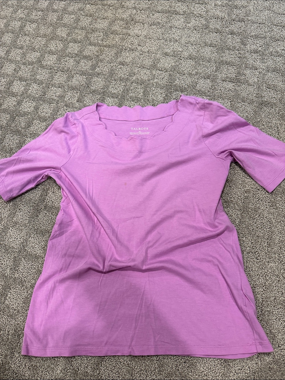 Talbots Pink Lavender Short Sleeve Scallop Neck Tee